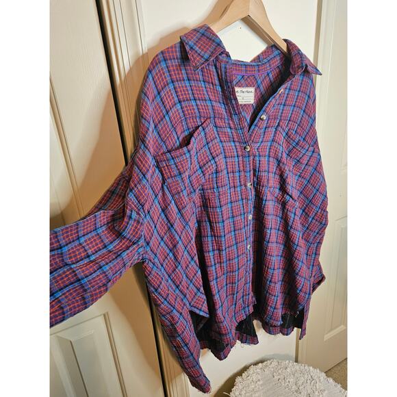 Free People Cardiff Plaid Texture Shirt Size M NWOT - Picture 5 of 10